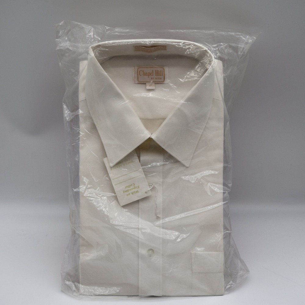 Chapel Hill Dress Shirt Mens 17 34/35 Vintage White Expanding Collar Deadstock